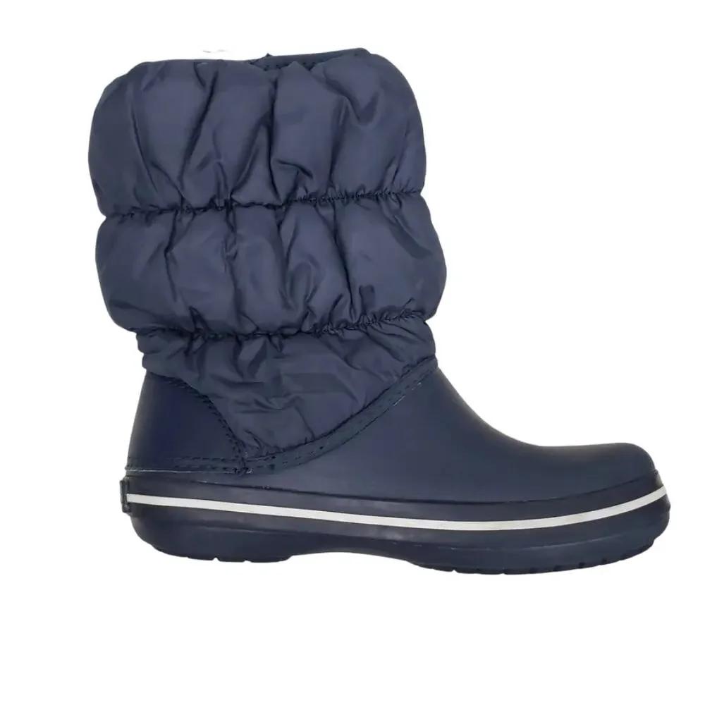 Crocs Winter Puff Boots 14614 Nylon Textile Navy/White Women's 6
